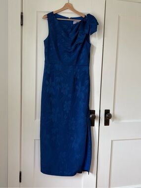 JS Collections Royal Blue One-Shoulder Gown Shoulder Bow